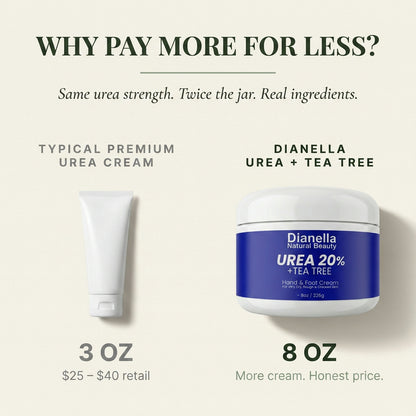 Urea 20% + Tea Tree Hand & Foot Cream for Dry, Cracked Skin - 8oz