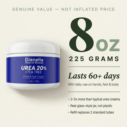 Urea 20% + Tea Tree Hand & Foot Cream for Dry, Cracked Skin - 8oz