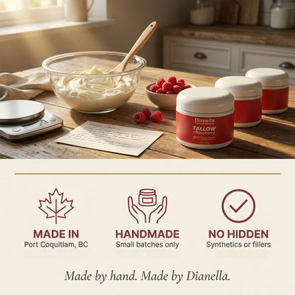 Tallow + Raspberry Hand & Foot Cream for Deep, Lasting Hydration - 8oz