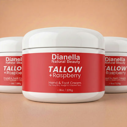 Tallow + Raspberry Hand & Foot Cream for Deep, Lasting Hydration - 8oz