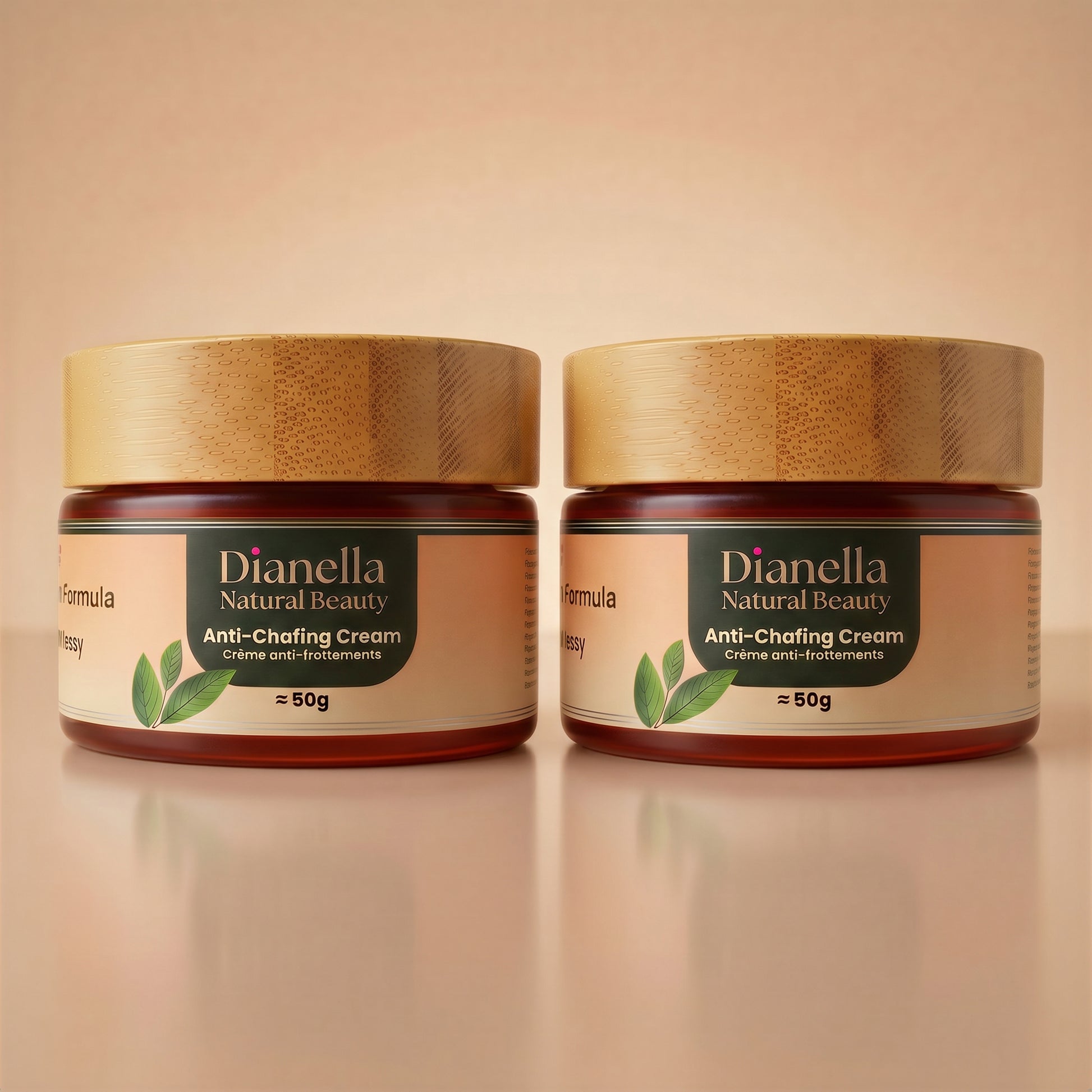 Two jars of Dianella Anti-Chafing Cream on a beige background. 2-Pack.