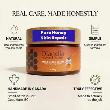 Mellia Honey + Panthenol Skin & Lip Repair Cream - Hands, Body & Lips, 50g