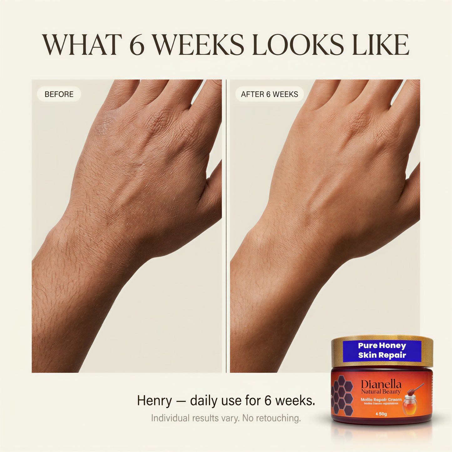 Mellia Honey + Panthenol Skin & Lip Repair Cream - Hands, Body & Lips, 50g
