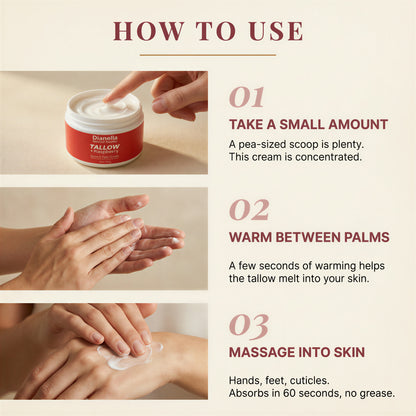 Tallow + Raspberry Hand & Foot Cream for Deep, Lasting Hydration - 8oz